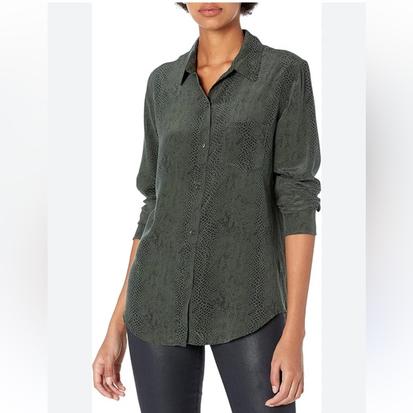 RAILS SILK KATE GREEN PYTHON BLOUSE - Picture 3 of 9